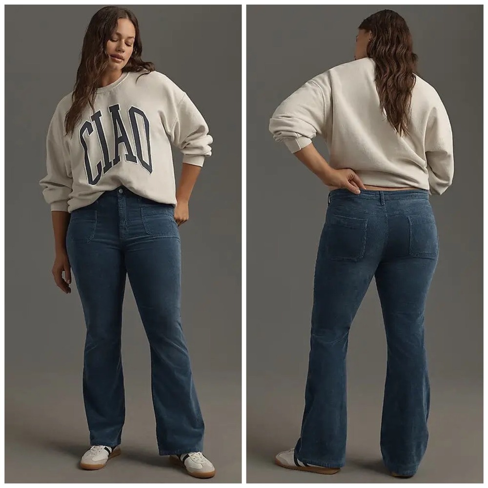 PILCRO Anthropologie
The Icon Corduroy Flare Jeans Plus 
Blue Size 16W‎